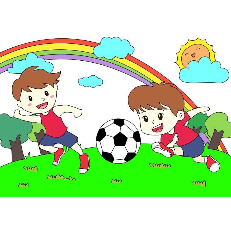 我爱足球运动手抄报电子版模板小学生校园幼儿园儿童画黑白线描8K